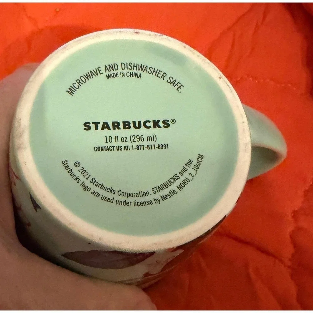 Starbucks 2021 Mint Green Floral 10oz Coffee Tea Cup Mug Mermaid Siren Logo EUC